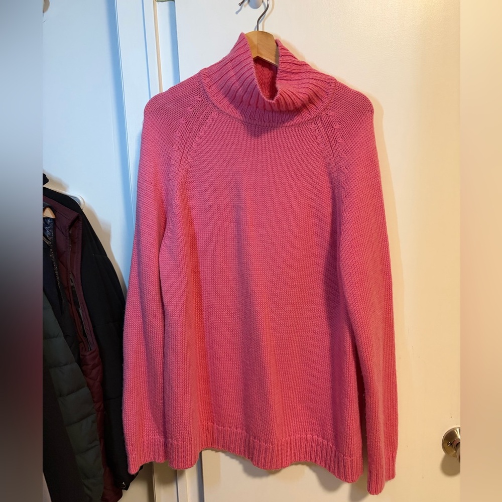 Garnet Hill Vibrant Pink Turtleneck Sweater